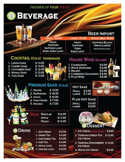 Sushi Pop Fullerton Menu
